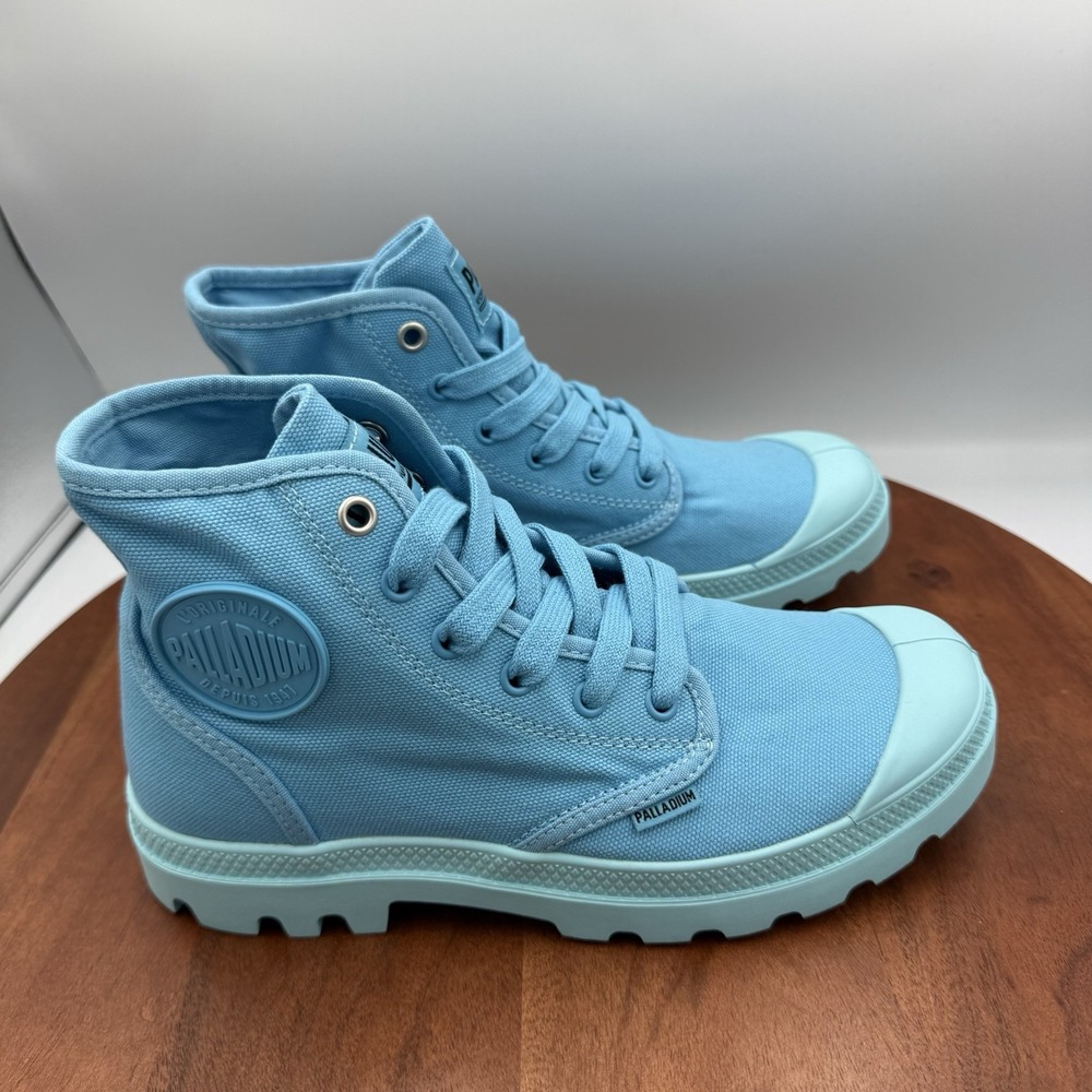 Palladium Pampa Hi V Varsity Scuba Blue Canvas Boots Womens EU39/US 7.5/Youth 6